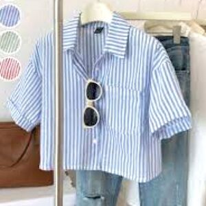 Dizzy Lizzy,YachtWear Blue/White Striped Button-Up Shirt,Excellent Cond.Size L